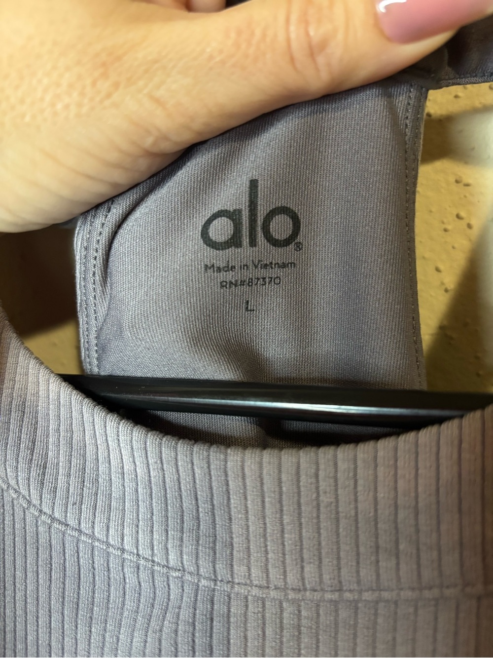 ALO Yoga Ribbed Racerback Tank in Grey - Picture 3 of 3